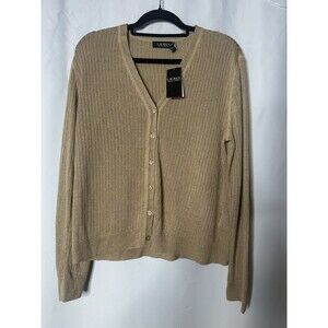 Lauren Ralph Lauren women’s NWT tan V-neck button up cardigan sweater size XL